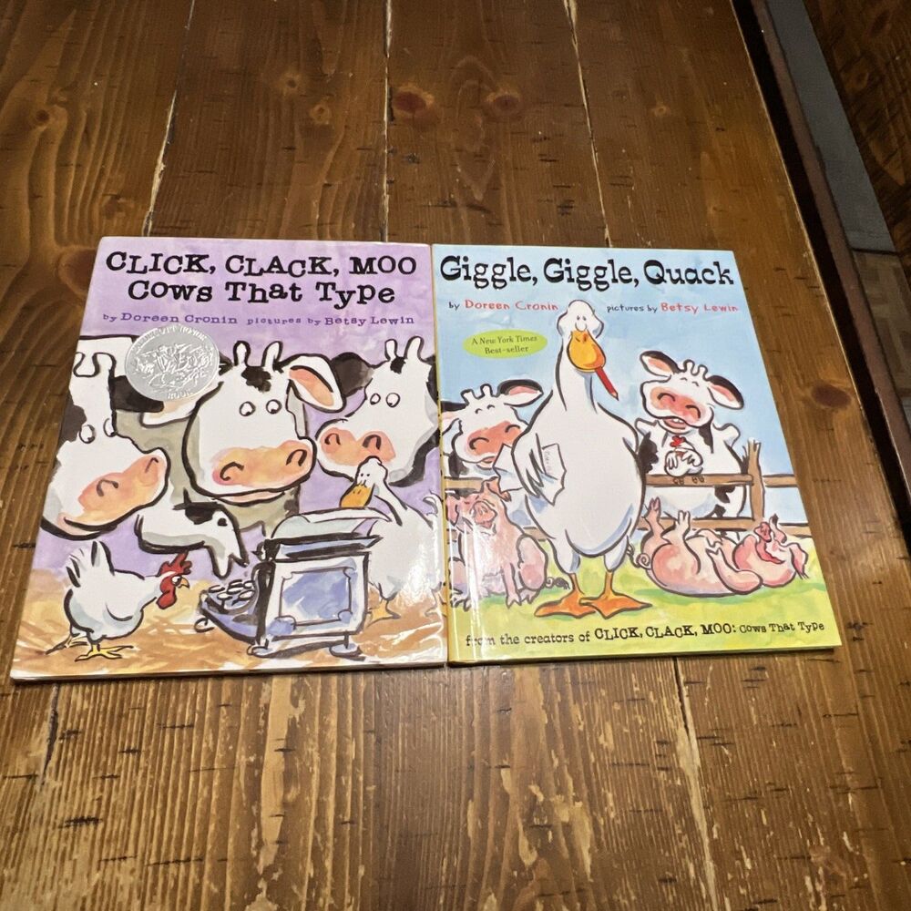 Click Clack Moo, Giggle Giggle Quack Lot Of 2 Doreen Cronin/ Betsy Lewis